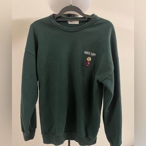 Snoopy Green Sweatshirt Medium Size